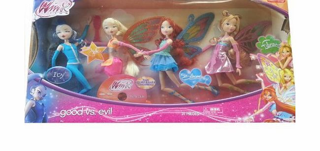 Winx Club Good vs Evil 4 Pack Icy Bloom Stella Flora 11.5`` Enchantix Dolls