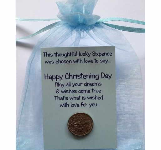 BOY CHRISTENING KEEPSAKE SIXPENCE GIFT CARD
