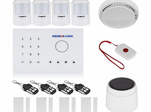 2014 Newest PATROL HAWK High Quality Smart Wireless GSM Security Alarm System Kit Autodial Telephone Home Office 24 Wireless Zones Burglar Intruder Phone Alarm System iOS App & Android App Operat