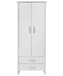 2 Door 2 Drawer Wardrobe - White