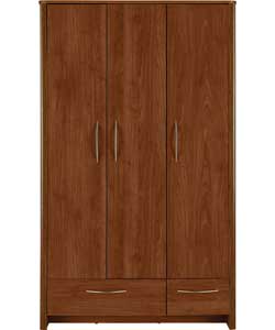 3 Door 2 Drawer Wardrobe - Walnut Effect