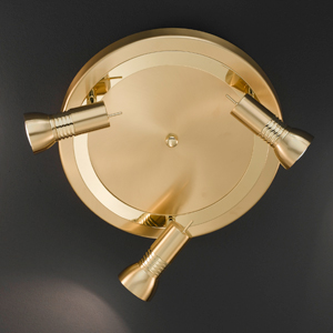 Belize Brass-matt Circular Ceiling Light With Three Spotlights