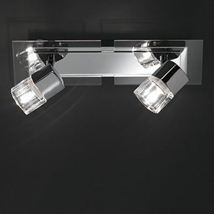 Wofi Lighting Bissau Modern Chrome And Glass Ceiling Light With Two Spotlights