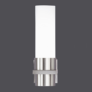 Wofi Lighting Buddy Modern Nickel Matt Wall Light With A White Glass Shade