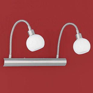 Wofi Lighting Daisy Modern Nickel Matt Wall Light With 2 Spotlights On Flexible Arms