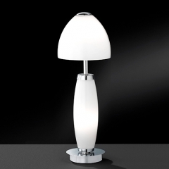 Wofi Lighting Denton Chrome and White Glass Table Light