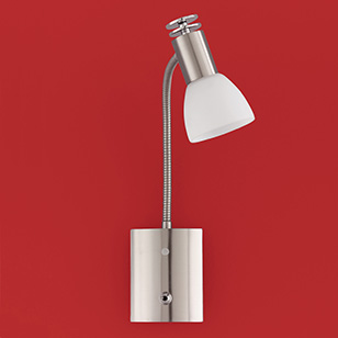 Wofi Lighting Don Modern Nickel Matt Wall Light With A Spotlight On A Flexible Arm