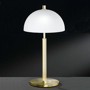 Wofi Lighting Georgia Brass Matt Table Light With A Dome Shaped White Glass Shade