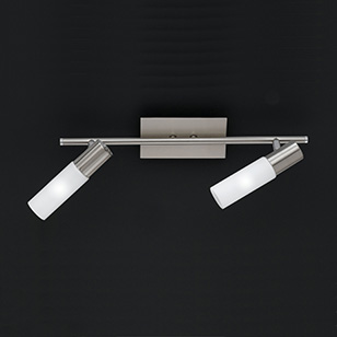 Wofi Lighting Katar Modern Energy Saving 2 Spot Wall Light In Nickel With White Glass Shades