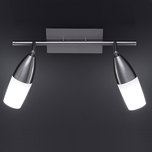 Wofi Lighting New Jersey Modern Energy Saving Wall Light In Nickel-matt With White Opaque Glass Shades