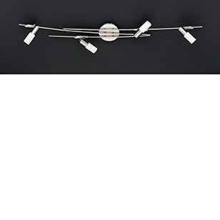 Wofi Lighting York Modern Energy Saving Linear Ceiling Light In Nickel With 4 Spotlights