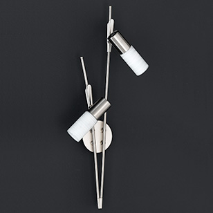 York Modern Energy Saving Wall Light In Nickel-matt With 2 Spotlights