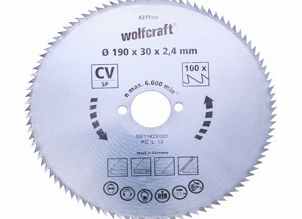 Wolfcraft 6268000 160 x 20 x 2mm CV Circular Saw Blade with 100 Teeth - Blue Series