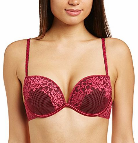 Wonderbra Womens Full Effect Lace Push-Up Everyday Bra, Red (Precious Red), 32C