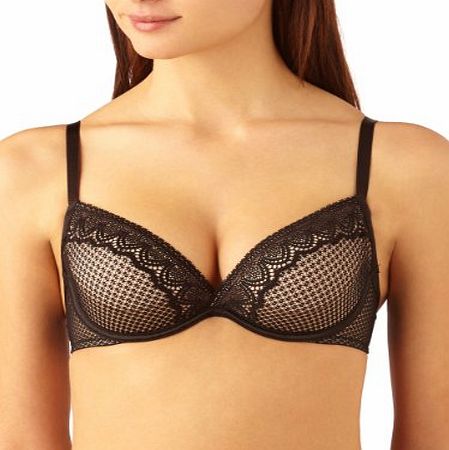 Wonderbra Womens NATURAL LIFT Push-Up Lace Push Up Bra - Black - Black - 34CC (Brand size: 90C)