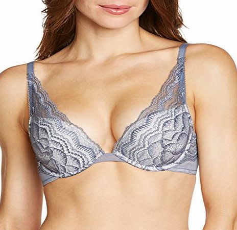 Wonderbra Womens Wonderbra My Pretty Puch Up Lace - Sg Foulard Push-Up Tie-Dye Everyday Bra, Grey (Gris Clair), 36B (Manufacturer Size: 95B)