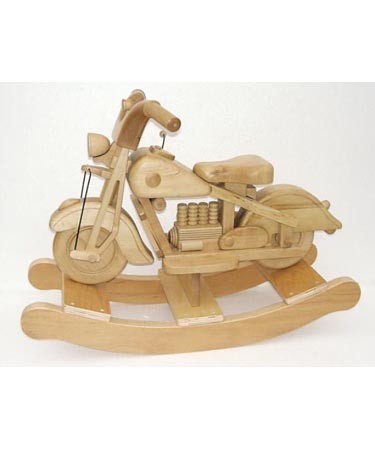 Wooden Rockers NATURAL WOOD ROCKING MOTORBIKE