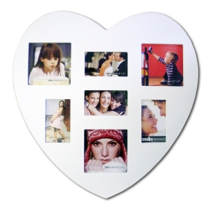 White Heart Multi Photo Frame