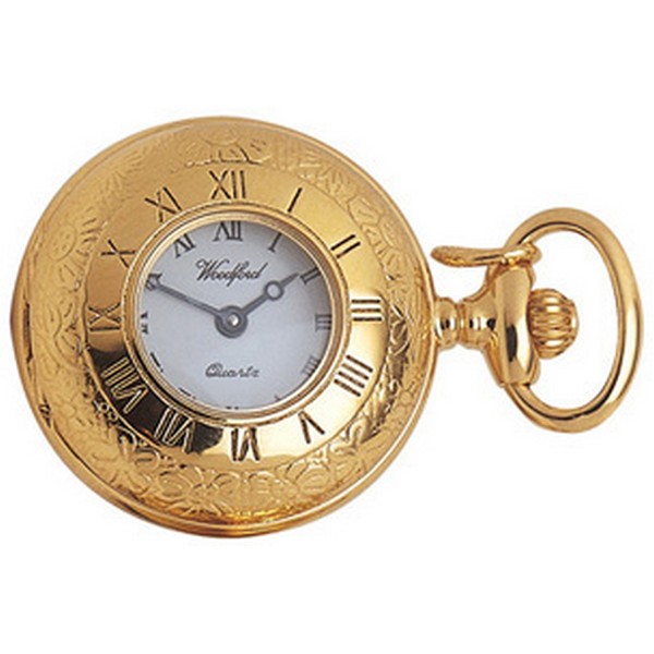 Gold Plated Half Hunter Quartz Pendant Watch by