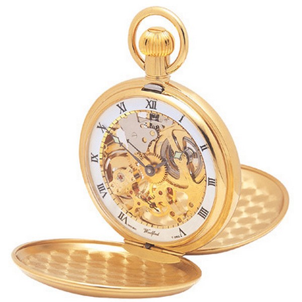 Twin Lid Skeleton Swiss Mechanical Pocket Watch by