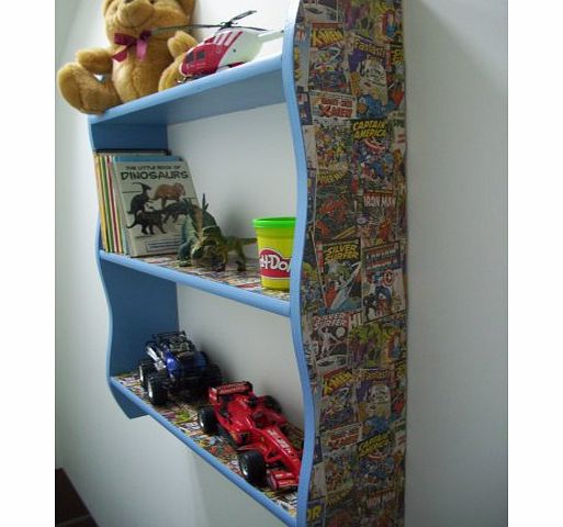 woodiquechic 70cm H BOYS BEDROOM MARVEL COMIC HERO SHELVES, KIDS SHELVES, SHELF, KIDS BOOKCASE, TOY STORAGE