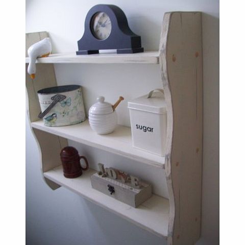 woodiquechic Large 70cm Shabby Chic Cream Kitchen Shelves, Bathroom Shelves, Bedroom Shelves, Shelf, Bookcase, Spice Rack