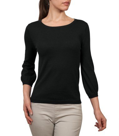 Wool Overs Blouse Sleeved Jumper Black