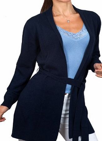 Woolovers Wool Overs Womens Cashmere amp; Merino Belted Cardigan Navy Extra Large