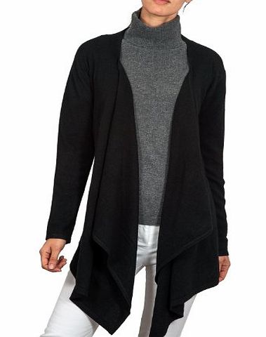 Woolovers Wool Overs Womens Cashmere amp; Merino Waterfall Cardigan Black Large