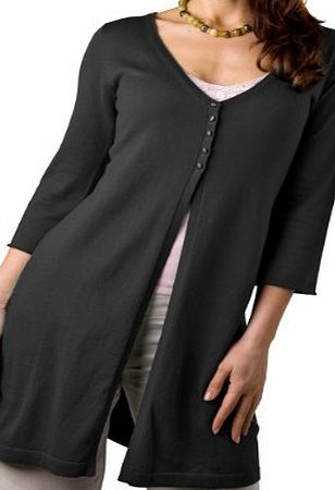 Woolovers Wool Overs Womens Silk amp; Cotton Extra Long Vee Cardigan Black Medium