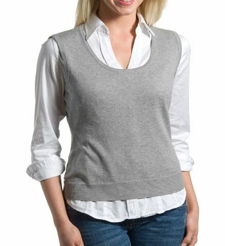 Woolovers Wool Overs Womens Silk amp; Cotton Sleeveless Scoop Neck Jumper Flannel Grey Medium