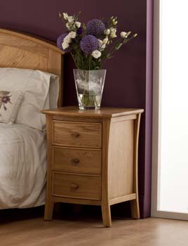 Caprio Solid Oak 3 Drawer Bedside Table