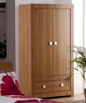 Lana 2 Door 2 Drawer Wardrobe in Light Walnut