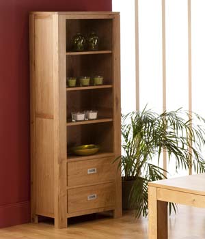 Octavia 3 Shelf 2 Drawer Bookcase in American Oak