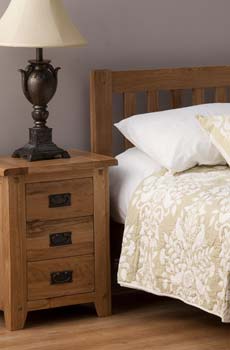 World Furniture Varka 3 Drawer Bedside Table in Oak