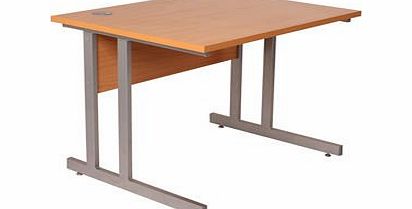 WorldStores Essentials Rectangular Workstation - Beech Rectangular Office Desk - Width 120cm - Steel Cantilever Legs - Sturdy Home Office Furniture Computer Workstation - W 1200mm x D 800mm x H 725mm