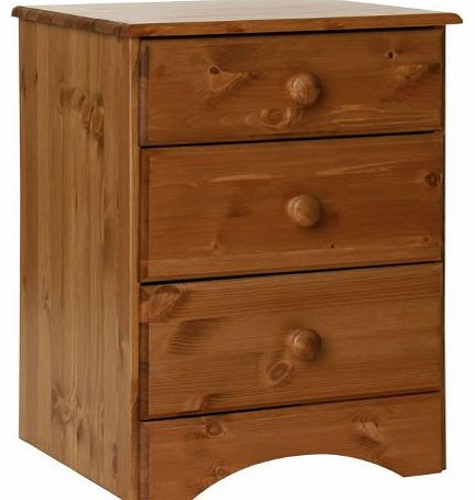 WorldStores Stockholm Pine 3 Drawer Bedside Table - 3 Drawer Bedside Cabinet - Round Handles - Solid Pine Bedroom Furniture - Pine Finish