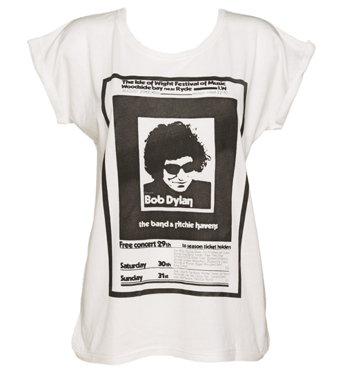 Ladies Ecru Boyfriend Fit Bob Dylan Poster Print