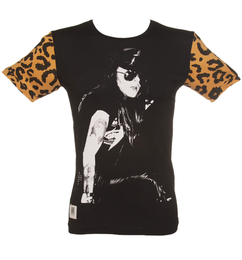 Mens Black And Leopard Sleeve Axl Rose Guns