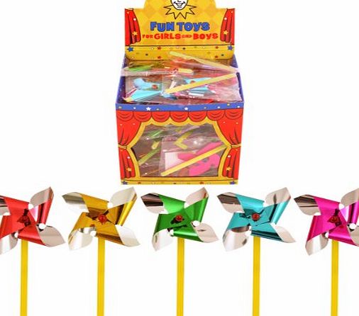 Wow Gifts 6x Mini Foil Sand Castle Windmills - 7cm