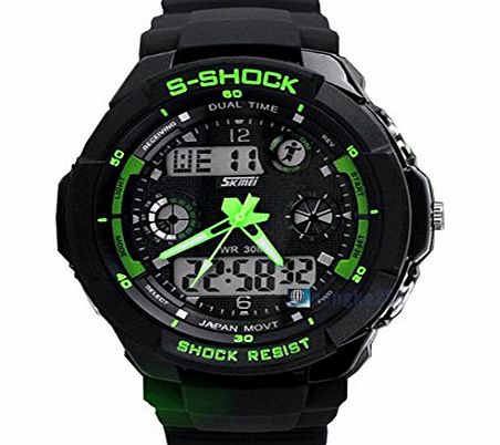 WOW Mens Boys Multi-Function Analog Digital Calender Adjustable Waterproof Sport Running Wrist Watch Lum