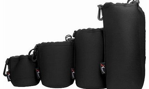 4x Protective Neoprene Lens Pouch for Canon Nikon Sony Lenses S+M+L+XL Black DC005S