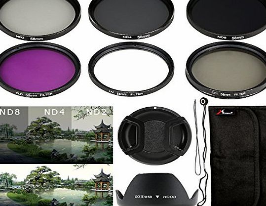 XCSOURCE 6pcs UV CPL ND Filter   Lens Hood Cap 58mm for Canon EOS Rebel XSi T4i T3i 70D 60D 700D 650D 1100D 1000D 600D 50D 550D 1DX 5D Mark 5D2 5D3 6D 7D 70D 60D 700D 650D 1100D 1000D 600D 50D 550D 5