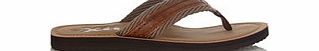 Mens brown rope flip flops