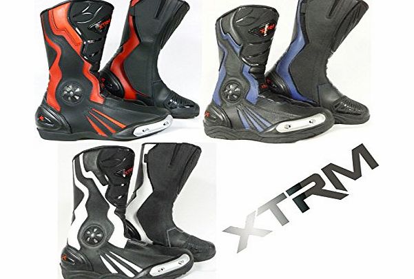 XTRM NEW STYLE DESIGN XTRM 710 MOTORBIKE SPORTS RACING BIKER RIDER ARMOUR BOOTS ALL COLORS WITH BALACLAVA (UK 7 / EU 41, BLACK/BLUE)