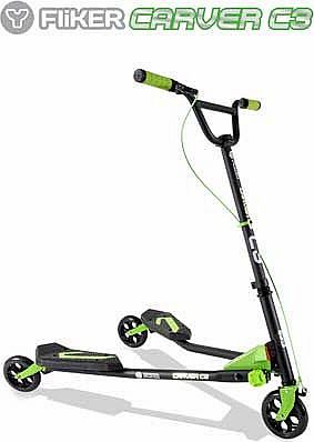 Yvolution Fliker C3 Scooter - Matte Black/Green