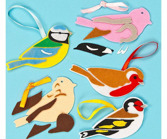 British Bird Felt Decorations - Pack of 6