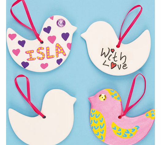 Ceramic Bird Hanging Decorations - Pack of 5