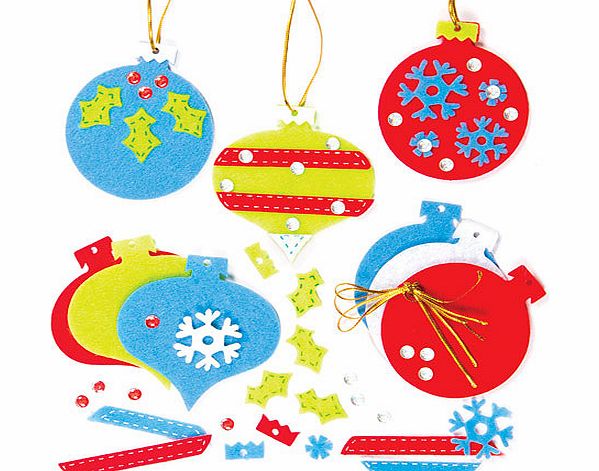 Felt Bauble Decorations Kits - Pack of 6