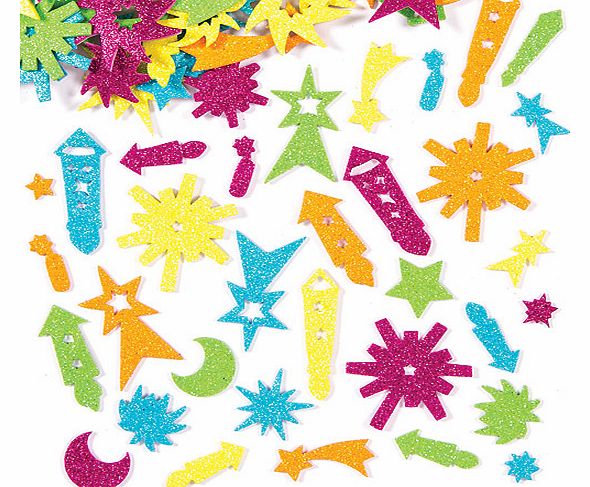 Firework Glitter Foam Stickers - Pack of 125
